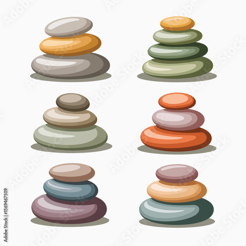 Collection of Colorful Stacked Stones