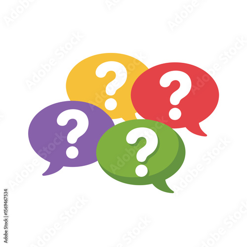 Four Colorful Question Mark Speech Bubbles