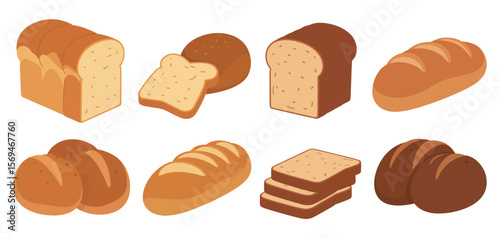 Variety of Breads and Bakery Items Illustration
