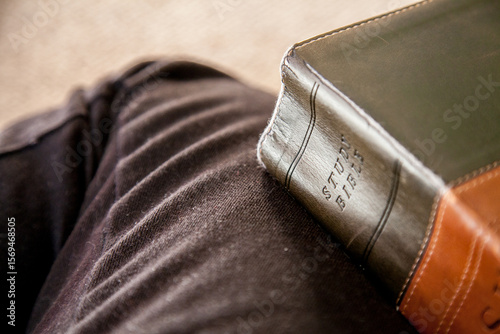 Large leather bound edition of a study bible