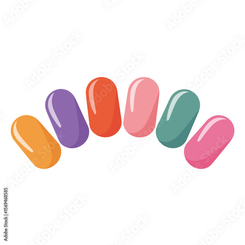 Colorful Nail Polish Swatches in a Row