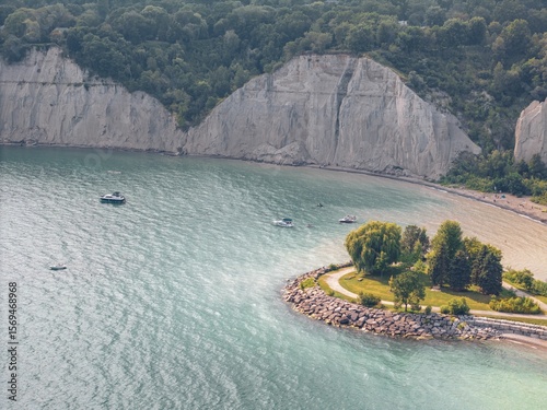 Photography Aerial view of Scarborough Bluffs in Toronto.