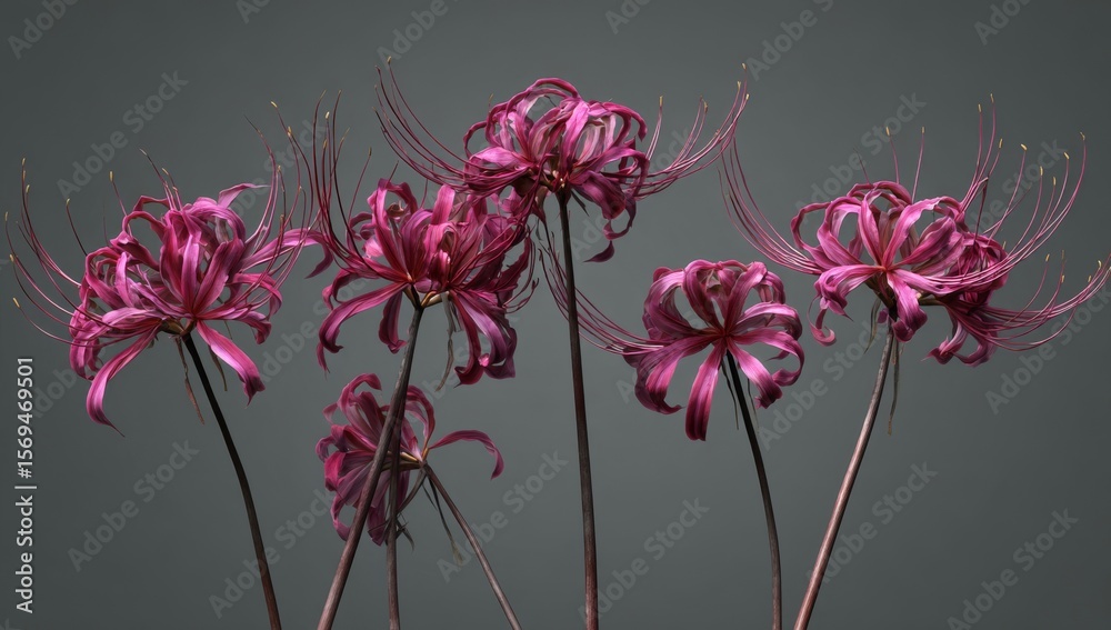 Obraz premium Elegant Red Spider Lily Cluster A Detailed Floral Art Piece with Intricate Petals and Graceful Curves