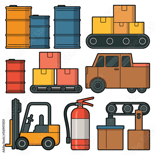 Warehouse Equipment and Logistics Illustration