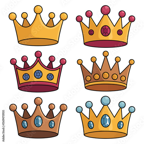 Collection of Cartoon Crowns with Gems