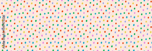 Colorful dot confetti pattern on cream background. Seamless vector texture for wrapping paper, fabric, packaging, prints, kids decor. Playful and bright. Drag to swatches panel to use