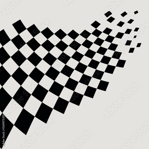 Dog Illustration with Black and White Checkered Flag Pattern Background Design