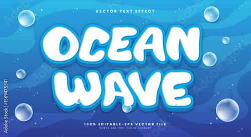 Ocean Wave 3d editable text effect Template Suitable for deep sea background
