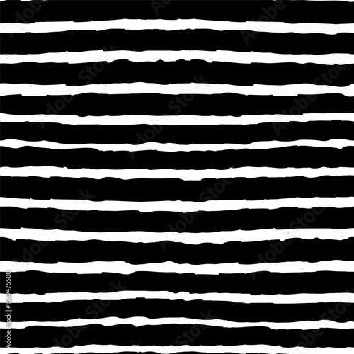 striped seamless pattern with hand drawn rough textured lines. Simple background with sketchy scribble stripes in black and white colors. Bright abstract vector seamless wallpaper.