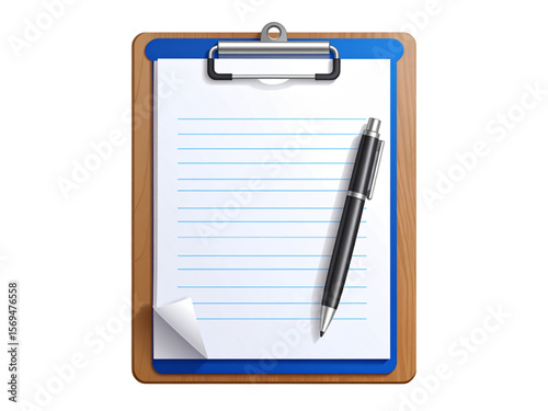 A wooden clipboard with lined paper and a pen, ready for notes.