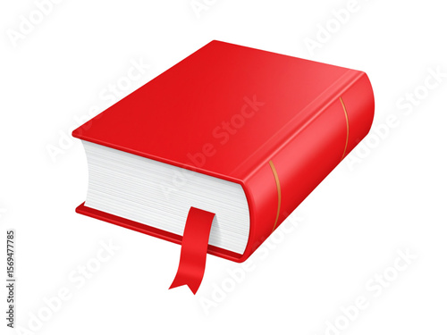 Red Hardcover Book with Bookmark A High-Resolution Image Perfect for Book-Related Projects, Designs, and Presentations