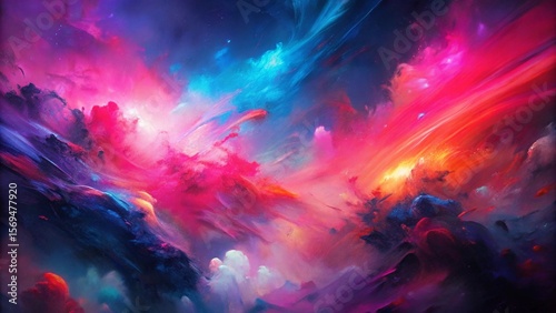 Abstract oil painting, neon red, pink, blue brush strokes background, wallpaper, paint texture, bold art, expressive artwork, fine realistic detail, modern style, evoking vibrant emotions, feelings
