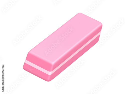 A pink rectangular confectionery, possibly a candy bar or dessert, with a white layer in the middle, shown in a three-quarter view against a white background.