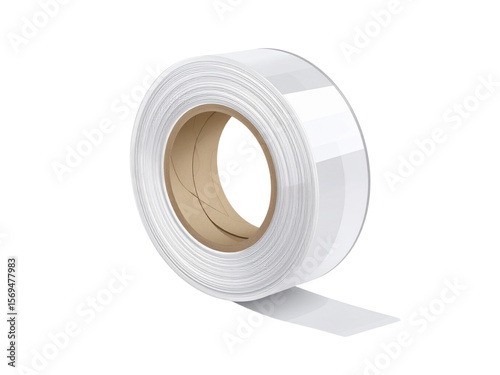Rolled up clear plastic packing tape on a cardboard spool.