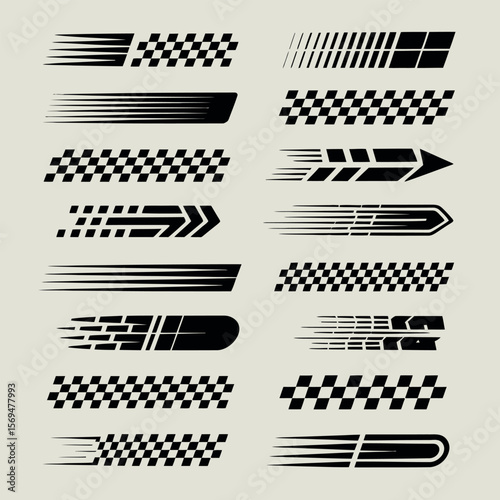 Monochrome Racing Cat Illustration with Geometric Elements and Dynamic Composition