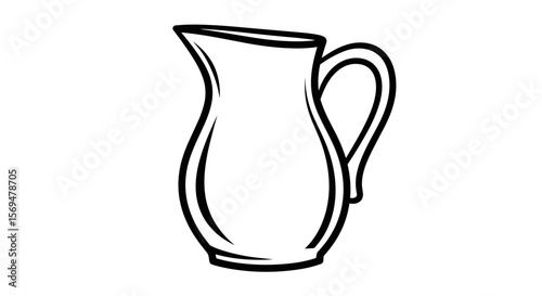 Pitcher outline black and white minimal hand-drawn illustration
