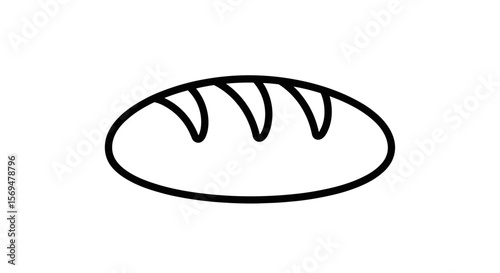  Bread loaf outline black and white minimal hand-drawn illustration