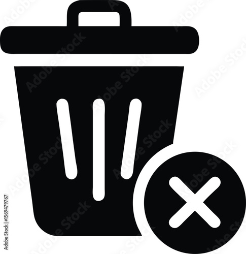 Delete icon. trash can with cross symbol