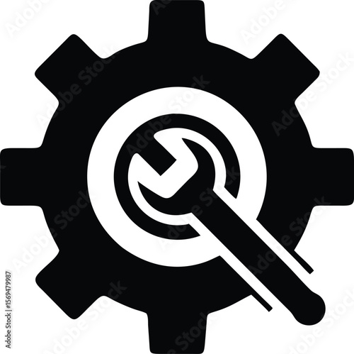 Gear and wrench service icon