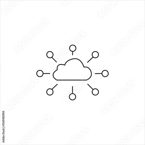 cloud,connect,dots high resolution vector network icon for tech infrastructure data sharing social media visuals and online marketing content digital connection themes