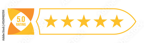 Yellow color five star rating vector with unique style