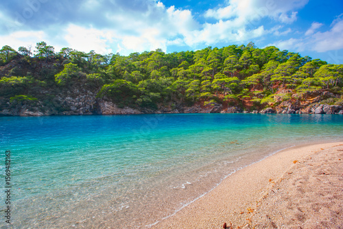 Fototapeta Naklejka Na Ścianę i Meble -  Ölüdeniz beach and blue lagoon, best beaches in Turkey - Fethiye