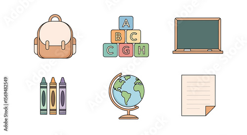 School Education and Learning Icon Set