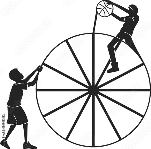 black silhouette vector of segment chart with radius
