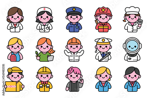 Adorable Career Icons Cute Illustrations of Diverse Professions