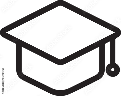 PrintGraduation Cap Line Icon – Education and Achievement Symbol