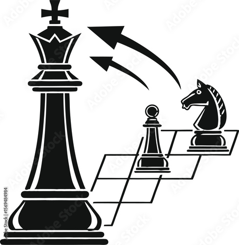 black silhouette vector of strategy map layout with flow