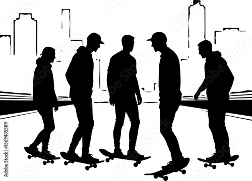 Skateboard, skateboarding  man  mountain, silhouette, 