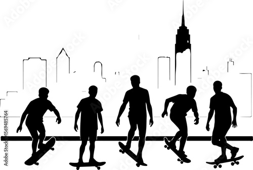 Skateboard, skateboarding  man  mountain, silhouette, 