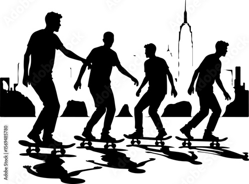 Skateboard, skateboarding  man  mountain, silhouette, 