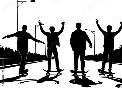 Skateboard, skateboarding  man  mountain, silhouette, 