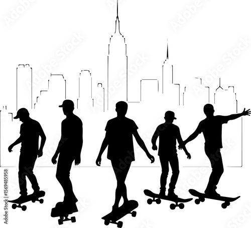 Skateboard, skateboarding  man  mountain, silhouette, 