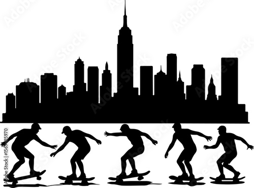 Skateboard, skateboarding  man  mountain, silhouette, 