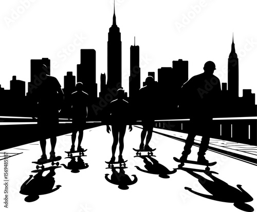 Skateboard, skateboarding  man  mountain, silhouette, 