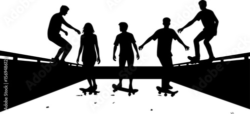 Skateboard, skateboarding  man  mountain, silhouette, 