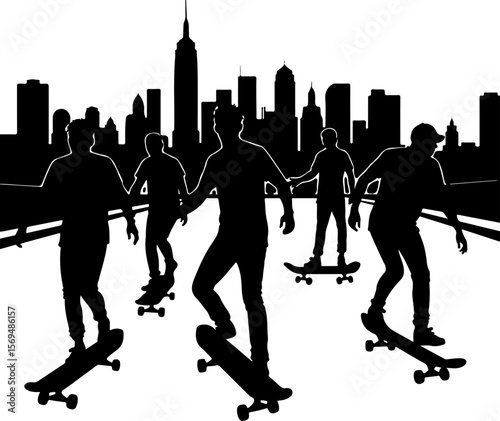 Skateboard, skateboarding  man  mountain, silhouette, 