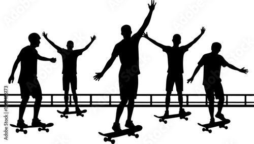 Skateboard, skateboarding  man  mountain, silhouette, 