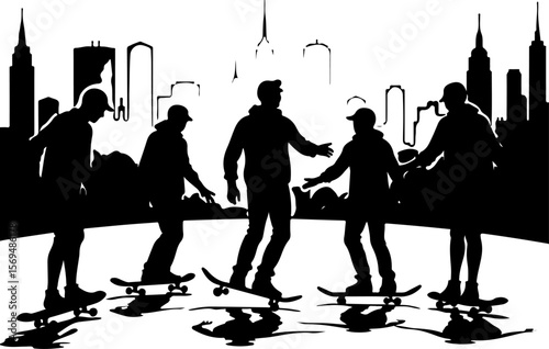 Skateboard, skateboarding  man  mountain, silhouette, 