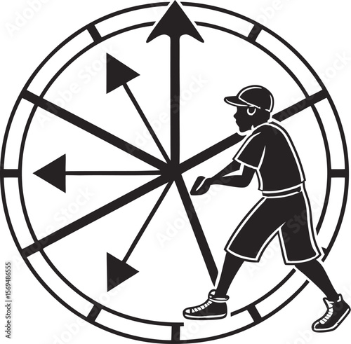 black silhouette vector of segment chart with radius