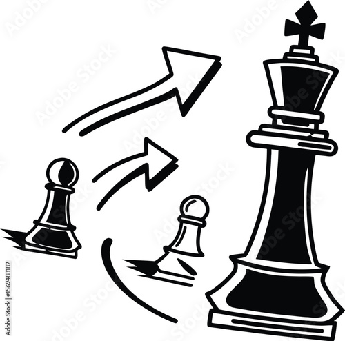 black silhouette vector of strategy map layout with flow