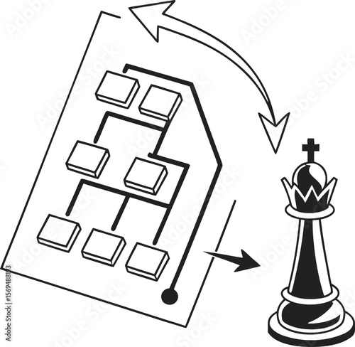 black silhouette vector of strategy map layout with flow