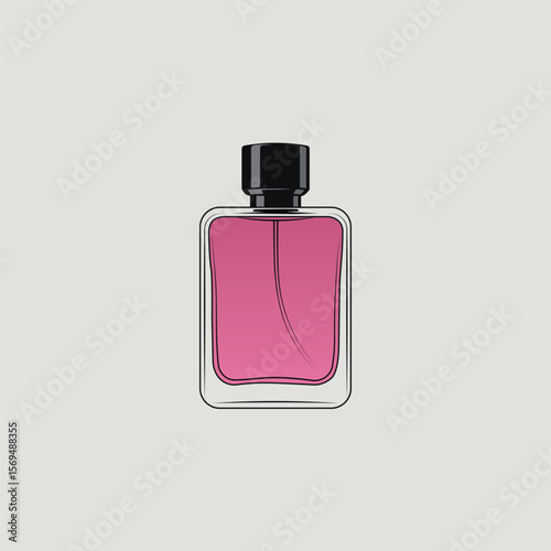 Elegant Perfume Bottle Vector Illustration | Pink Fragrance Icon for Beauty & Cosmetic Branding