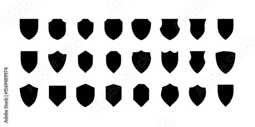Collection of shield vector icons for heraldry design and medieval armor usage