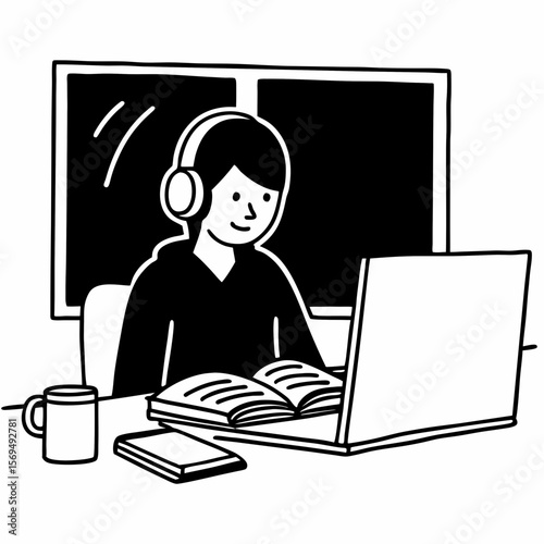 Smart student learning using internet and headphones