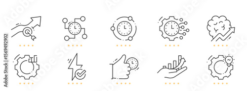 Efficiency, productivity line icons. Editable stroke
