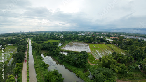 aerial view of canal